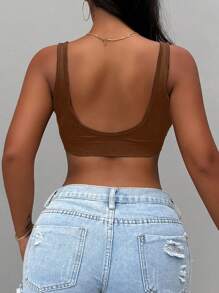 Zolique Women's Slim Fit Solid Color Cropped Sexy Tank Top, Summer