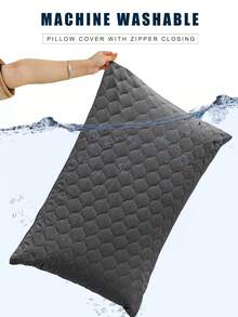 Standard Waterproof Pillow Protector With Zipper (2 Packs) - Anti-Insect And Anti-Allergenic Pillow Cover, Water-Resistant And Dustproof Pillowcase - Dark Grey - View 5