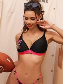 SHEIN Sujetador impreso con copa triangular para mujer