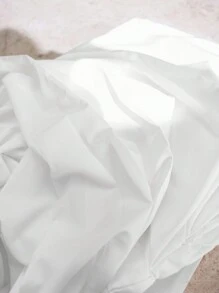 Slaydiva Jesień Elegancka impreza dojazdowa Impreza Okrągły dekolt Latarnia Mankiety Sukienka z wysokim stanem Marszczony po obu stronach Asymetryczny zaokrąglony dół Długa sukienka Biała tkana Zwykła damska sukienka-M - Biały - Zobacz 7