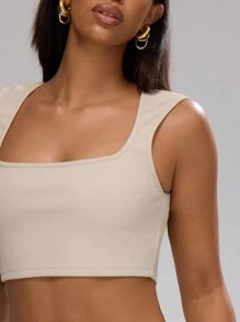 MUSERA Square Neck Cropped Top Casual Summer Vacation Spring Summer Casual