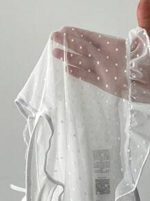 SHEIN Unity Áo yếm lưới xuyên thấu chấm bi mùa hè dành cho nữ, cắt ngẫu nhiên - trắng - Xem 8