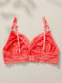 SHEIN Sujetador de espagueti para mujeres embarazadas con parche de encaje y unicolor - Naranja - Ver 2