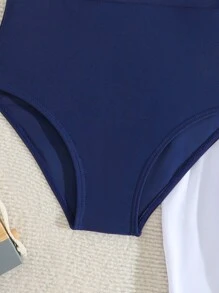 2pcs Navy Style Swimsuit Set, Young Girl One-Piece Swimsuit With Skirt, Back To School Girls' Swimwear, Cute Navy Style Swimsuit & Beach Outfit
