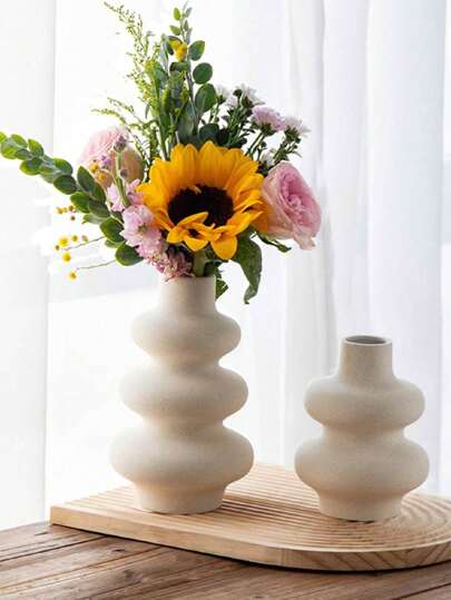 1pc Ceramic Vase, Round Moderne Dried Flower Pampas Boho Home Centerpiece Wedding Dinner Tafel Living Room Office Bedroom, Ho warming (Please Check Size In mation Be Purchasing) Glass Vase view 4