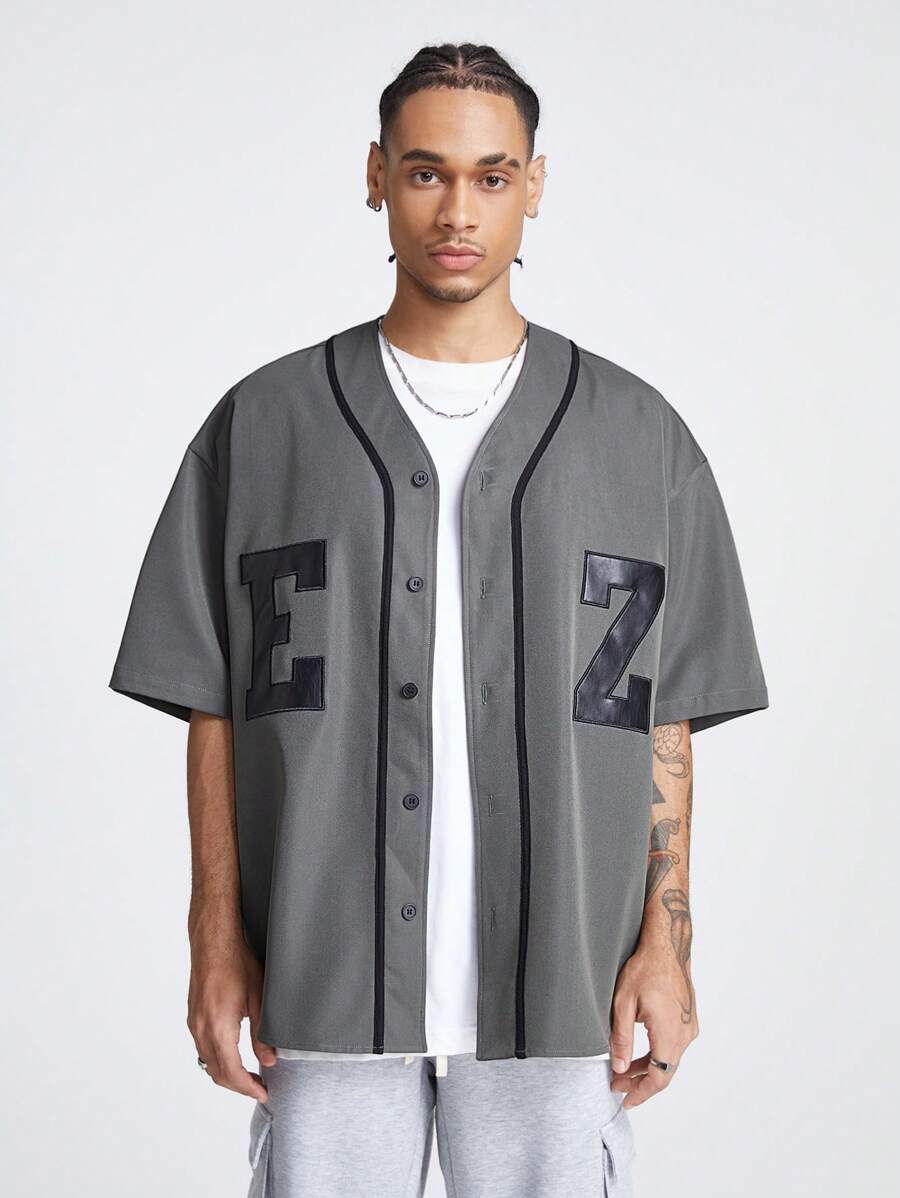 Manfinity NXTstreet Men's Loose Weave Short Sleeve Oversized Shirt, Suitable For Summer - Black - View 1