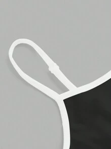 Attitoon 女性嘴唇印花休閒性感緊身背心，適用於夏季 - 黑色 - 查看 6