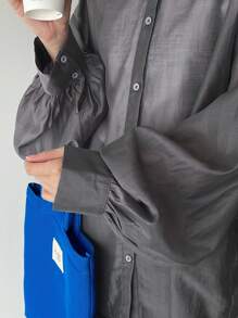 FRIFUL Women's Solid Color Simple Daily Wear Long Sleeve Shirt,Ruffle,Fall Clothes