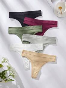 6-delige naadloze sexy strings ondergoedset voor dames, casual naadloze slipjes