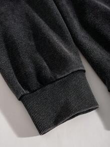 ROMWE MEN Street Life Áo hoodie rút dây họa tiết bướm thường ngày cho nam, đi học - màu đen - Xem 3