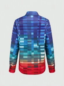 INAWLY 女用漸層格子襯衫 - 彩色 - 查看 2