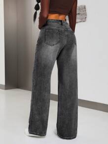 SHEIN ICON Women's Solid Color Simple Daily Casual Jeans