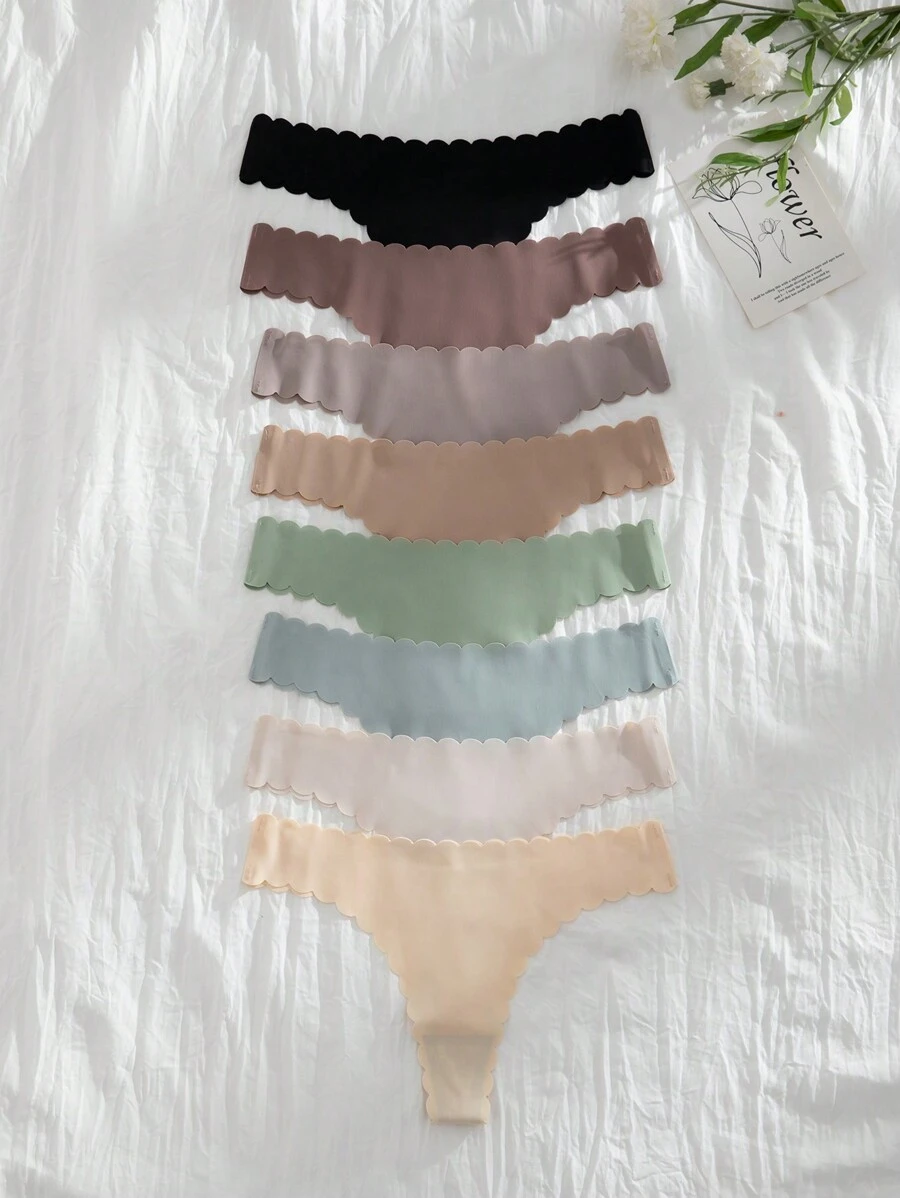 Juego de 8 tangas cómodos y sin costuras, sexy, bragas sin costuras - Multicolor - Ver 1