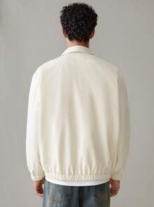 Manfinity VCAY Chaqueta casual de hombre de ajuste holgado, de unicolor tejido, de manga larga, para uso diario en otoño e invierno