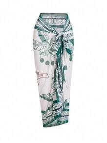 Swim Oasis 女士细肩带露背上衣搭配蝴蝶结和扎染印花百褶裙夏季 - 彩色 - 查看 4