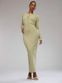 MUSERA Long Sleeve Button Up Maxi Dress Spring Sexy Cute Summer Long Dress Elegant Graduation Prom - Khaki - View 1