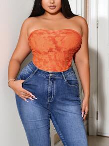 Allurite Plus Size Women's Casual Solid Color Cutout Tube Top For Summer