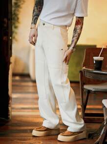 RivetRise Vintage American Style Men's Beige Denim Workwear Straight Leg Logging Jeans, For Husband, Boyfriend Gifts Going Out Hang Out Vacation Urban Work