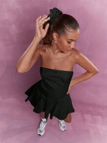 MISSGUIDED 带发带的紧身胸衣褶皱迷你挤奶女工连衣裙 - 黑色 - 查看 5