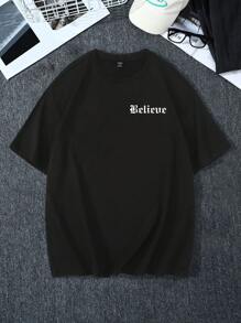 Manfinity Roughcore Men Funny Sculpture Printed Round Neck Short Sleeve T-Shirt, For , Friends, Graphic T Shirt Statue Tee, David Men's Statement 2000s Style - Black - View 2