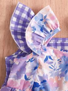 2 chiếc đầm cài khuy tay áo có mũ và in hoa cho bé gái, mùa hè và ngày lễ - Màu tím - Xem 3