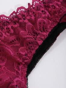 DAZY 2pcs Lace Push-Up Bra With Underwire And Lace Panties Set - Red - View 9