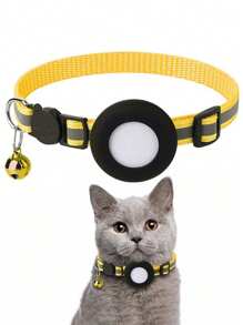 PETSIN Creative And Fashionable Pet Collar With Reflective Round Ring, Bell And ID Tag Design - Yellow - View 2