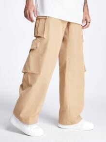 Manfinity VCAY Men's Loose Straight-Leg Woven Trousers - Khaki - View 1