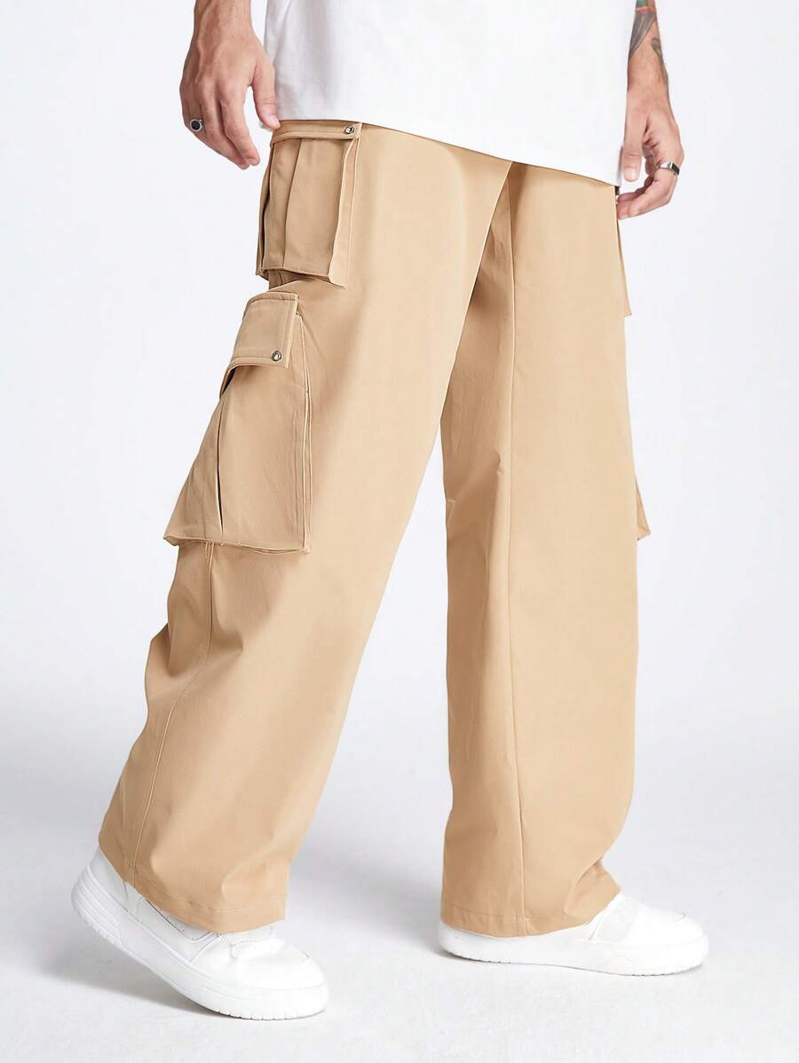 Manfinity VCAY Men's Loose Straight-Leg Woven Trousers - Khaki - View 1