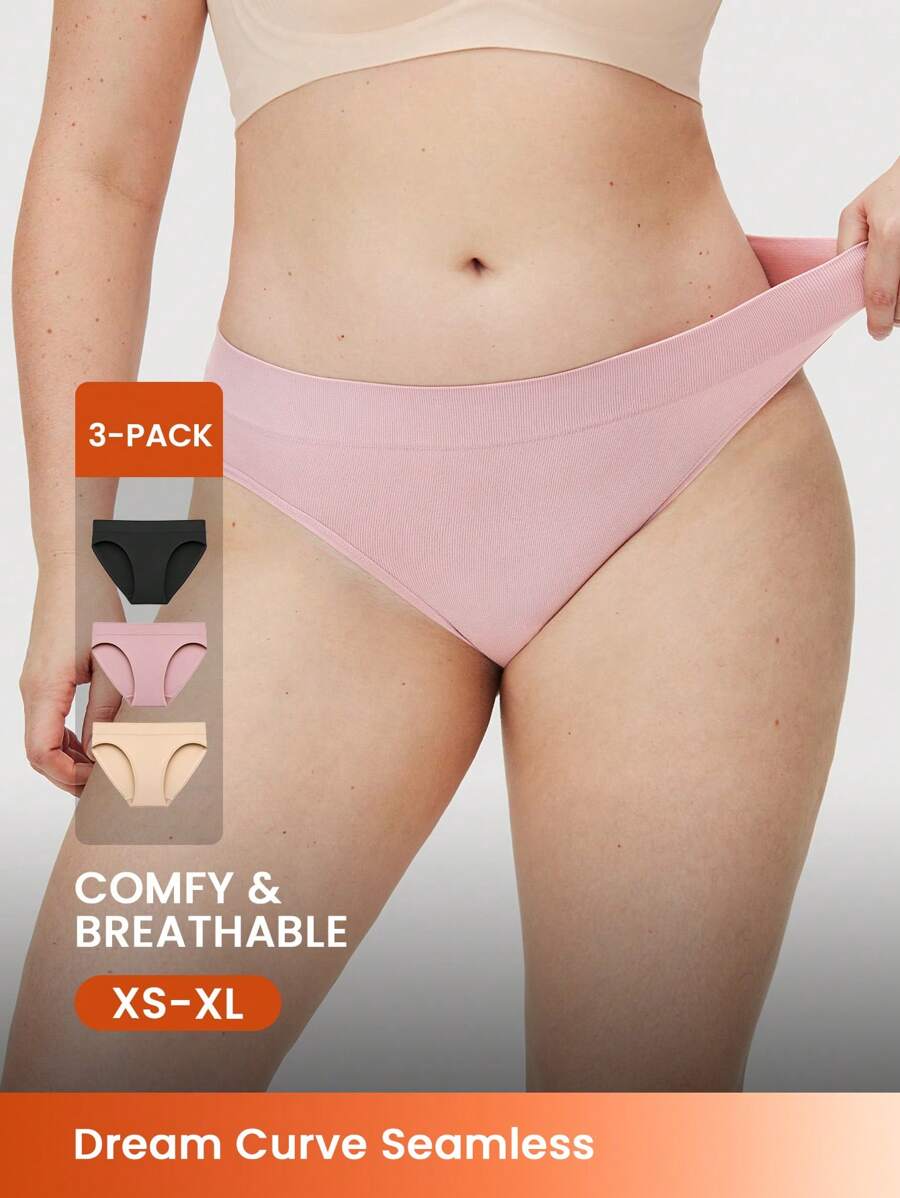 LUVLETTE 3条装中腰无缝基本款女士内裤套装