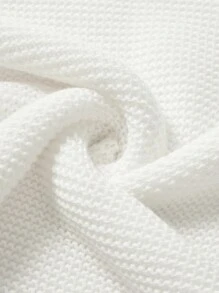 Solid Color Simple & Comfortable Baby Blanket With Lace Love Valentine - White - View 3