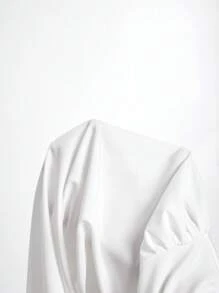 SHEIN MOD Women's White Collar Puff Sleeve Long Sleeve Cross Wrap Shirt, Ribbon Bow Tie, Elegant Gentle Fashion Blouse - White - View 5