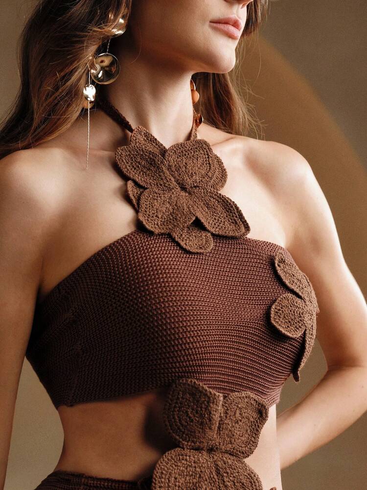 Sexy 3D Flower Shaped Bodycon Strapless Dress For Summer Beach Vacation