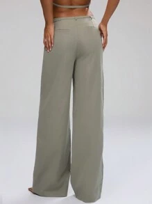 MUSERA 商务办公风，低腰阔腿裤，细扣腰带，度假时尚优雅