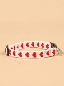 PETSIN 1pc Heart Pattern Jacquard Soft Pet Collar Suitable For Small Cats And Dogs (Not Suitable For Large Dogs)