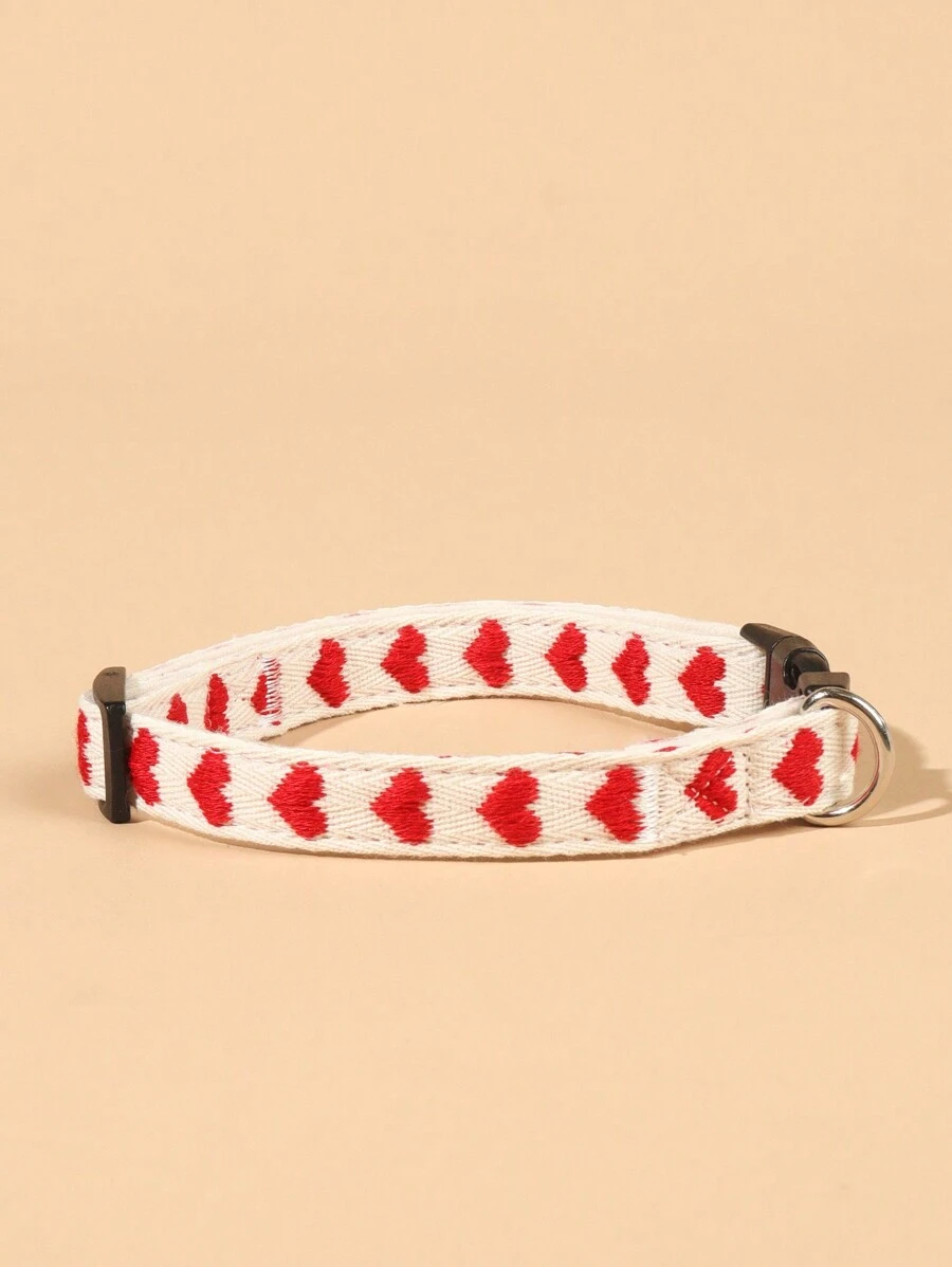 PETSIN 1pc Heart Pattern Jacquard Soft Pet Collar Suitable For Small Cats And Dogs (Not Suitable For Large Dogs)