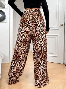 Chiquease Women's Simple Daily Leopard Print Suit Pants - Brown - View 2