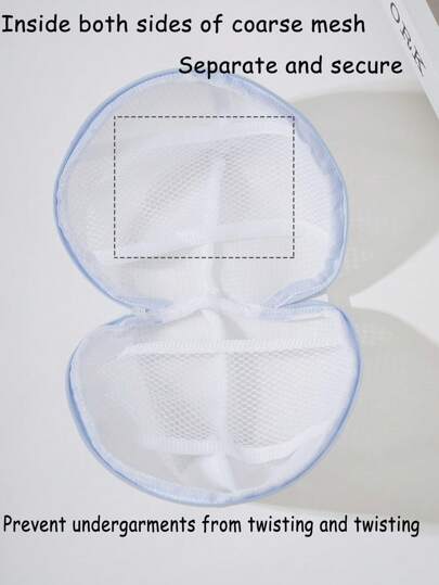 Solid Color Zippered Lingerie Bra Accessory Laundry Bag, Suitable For Washing Machines