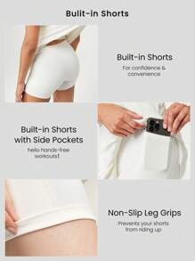 GLOWMODE FeatherFit™-Air Peekaboo Cut-Out Pocket Multifunktions-Sportkleid mit integrierter Shorts, leichter Halt, geeignet für Yoga, Alltag im Sommer