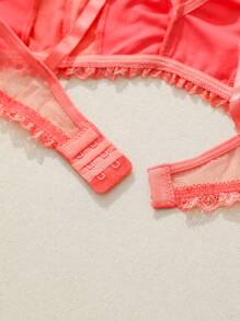 SHEIN Sujetador de espagueti para mujeres embarazadas con parche de encaje y unicolor - Naranja - Ver 3