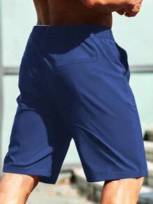 Manfinity Homme Men Solid Color Shorts With Pockets For Summer