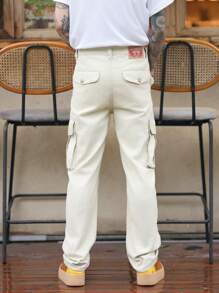Manfinity Homme Pantaloni in denim dritti grigi chiaro, casual e ampi dal taglio vintage americano per uomo