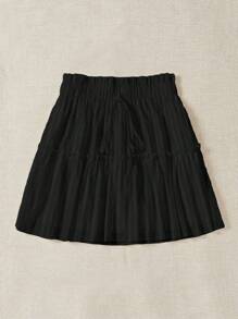 Soleia Einfarbiger Damenrock Mit Paperbag-taille