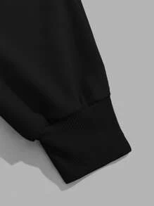 RueChic Vertical Japanese Print Casual Men's Tracksuit Pants, Slim Fit - Black - View 6