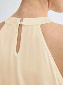 BizChic 女士优雅钥匙孔领露背无袖上衣，百搭款式，适合浪漫、优雅、商务休闲、办公、教师、婚礼宾客等场合，秋季必备 - 杏色 - 查看 7