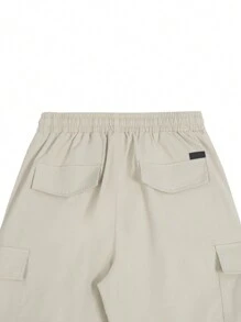 Manfinity Homme 宽松版型男士工装短裤，带翻盖口袋和抽绳 男士工装短裤 - 卡其色 - 查看 6