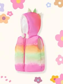 SHEIN 女宝宝无袖连帽渐变色加厚外套，2024年新品，舒适、温暖、简约、时尚 - 彩色 - 查看 4