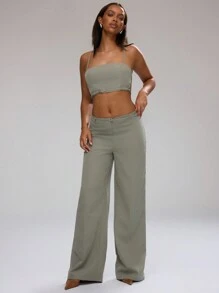 MUSERA 商务办公风，低腰阔腿裤，细扣腰带，度假时尚优雅