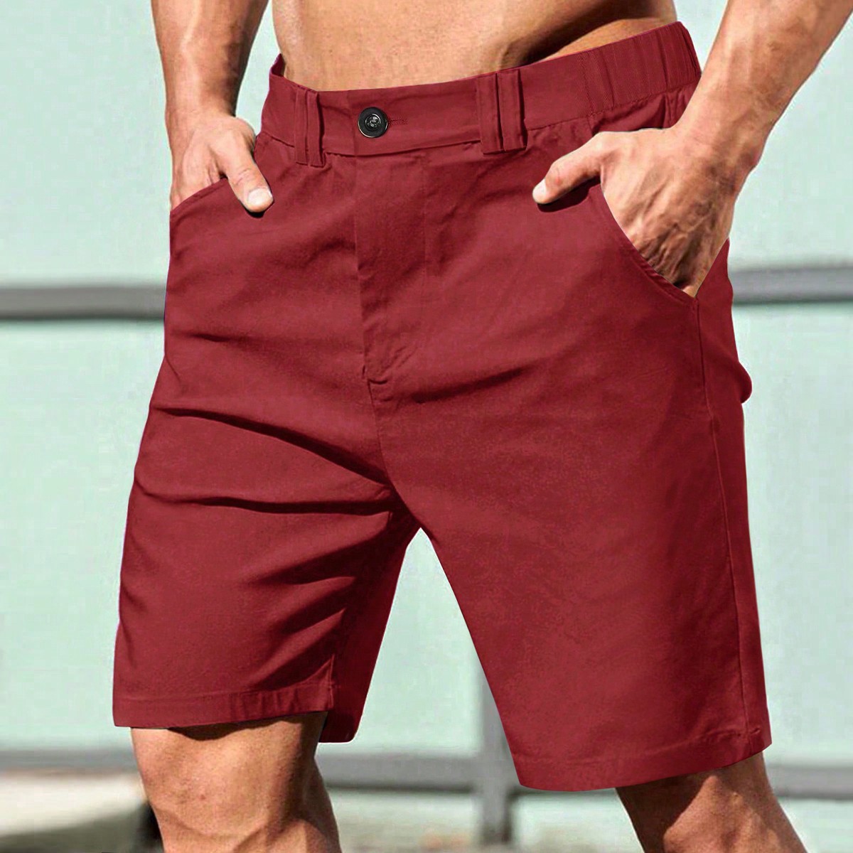 Men Simple Solid Color Daily Shorts
