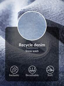 SHEIN EZwear 撕裂破邊牛仔短褲 - 藍色 - 查看 8